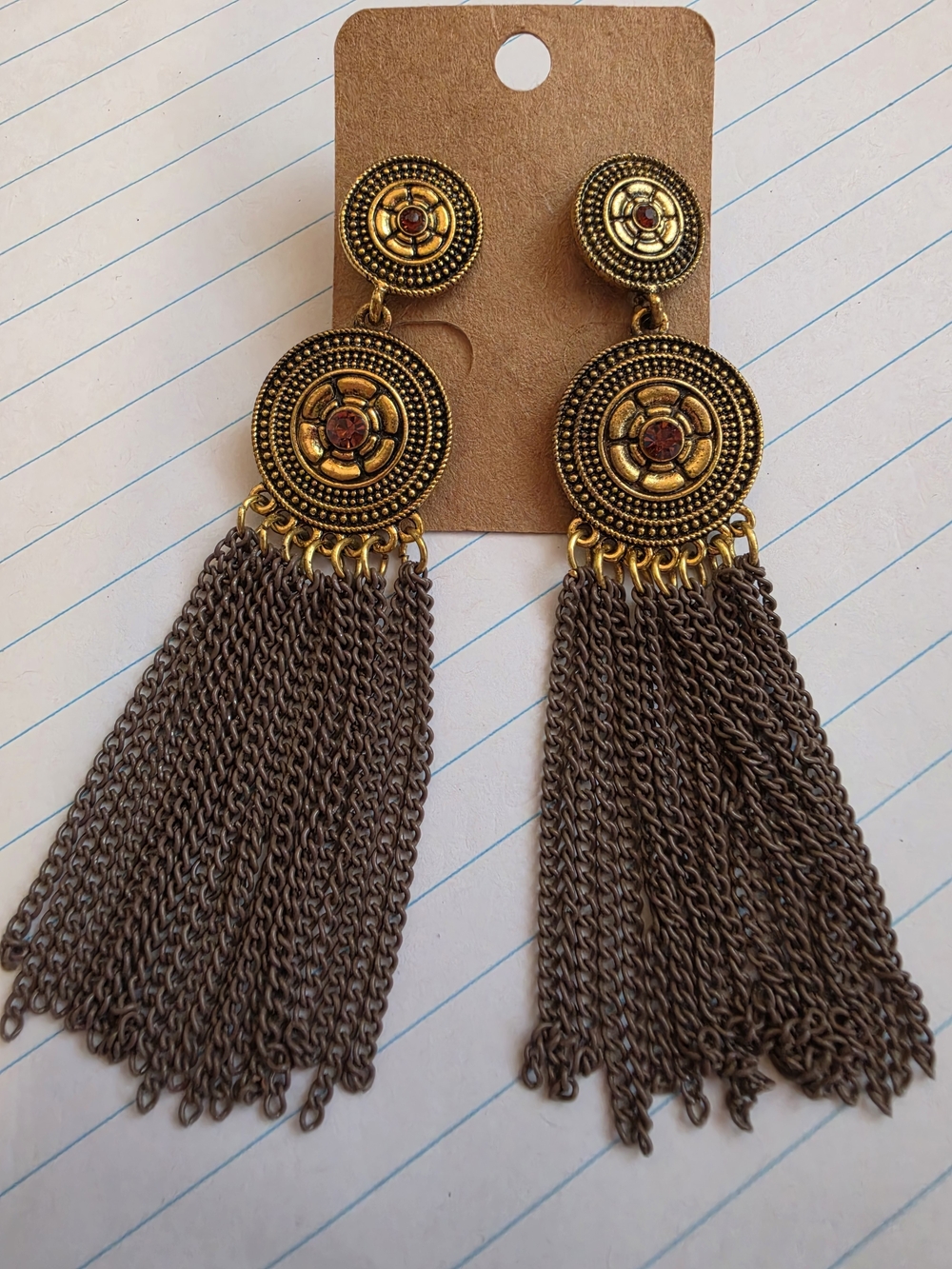 Gold and Brown Boho Tassel Drop Earrings - Women's Jewelry